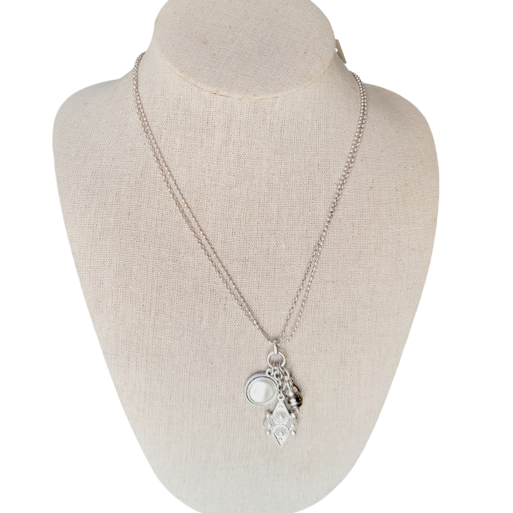 Lucky Brand 17" Necklace with 3d Charms and Faux Pearl Accents